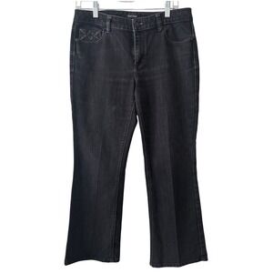 White House Black Market Rhinestone Bootcut Jeans 8R Black Y2K Bling Stretch